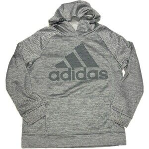 Adidas Big Boys Gray Hoodie Sweatshirt Large Kangaroo Pouch Long Sleeves Active